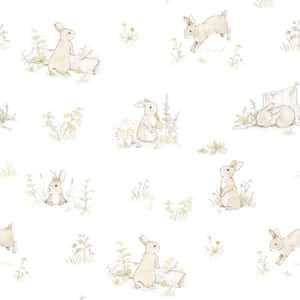 Watercolor Bunny Pattern Wallpaper