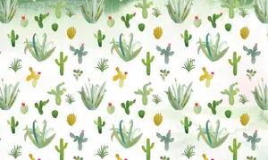 Watercolor Cactus Pattern Desktop Wallpaper Wallpaper