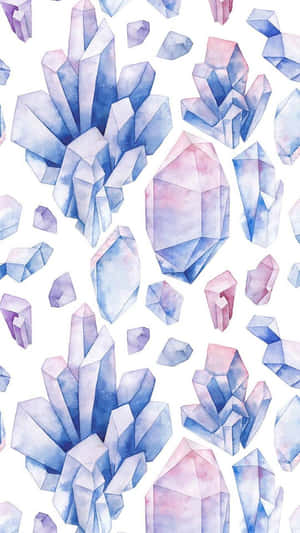 Watercolor Crystals On White Background Wallpaper