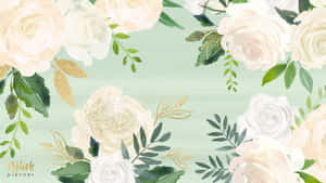 Watercolor Floral Background With White Flowers Wallpaper