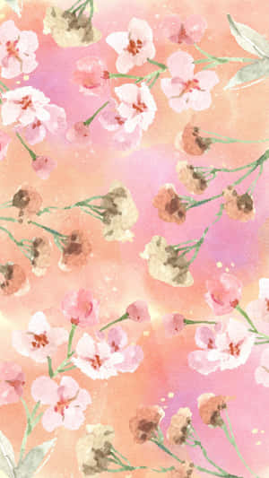 Watercolor Floral Pattern Pink Backdrop Wallpaper