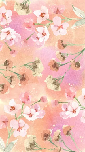 Watercolor Floral Pattern Pink Backdrop Wallpaper