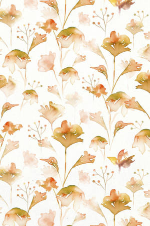 Watercolor Orange Floral Art Wallpaper