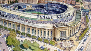 Watercolor Painting Of Yankee Stadium Wallpaper