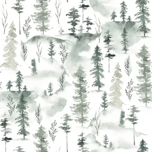 Watercolor_ Pine_ Forest_ Pattern.jpg Wallpaper
