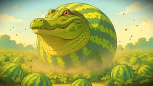 Watermelon Crocodile Illusion Wallpaper