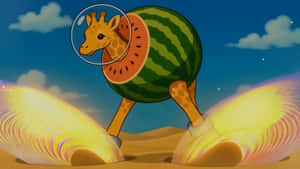 Watermelon Giraffe Surreal Art Wallpaper