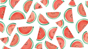 Watermelon Slices In Watercolor Pattern Wallpaper