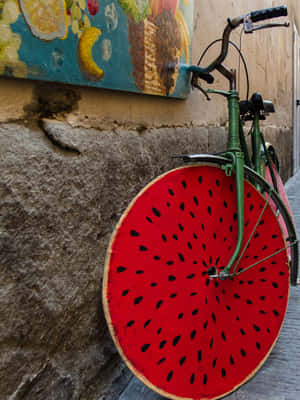 Watermelon Wheel Bicycle Art Wallpaper