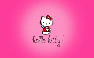 Waving Cute Pink Hello Kitty Wallpaper