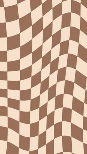 Wavy Checkered Brown Pattern Wallpaper