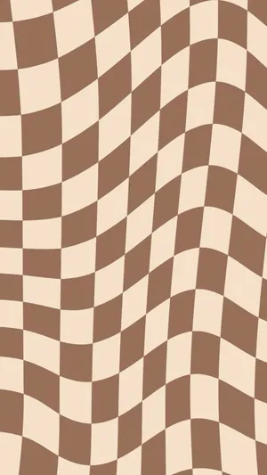 Wavy Checkered Brown Pattern Wallpaper