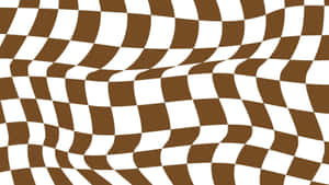 Wavy Checkered Pattern Brownand White Wallpaper