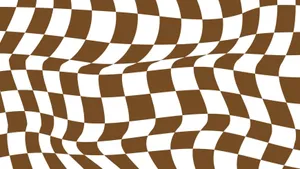 Wavy Checkered Pattern Brownand White Wallpaper