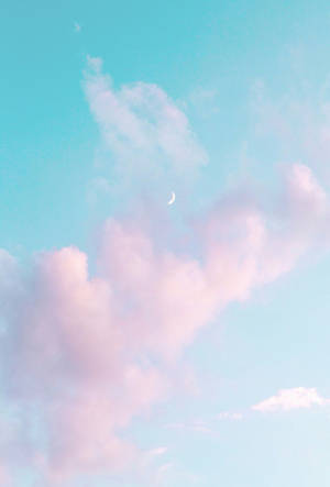 Waxing Crescent Blue Pastel Aesthetic Wallpaper