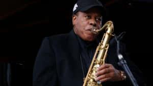 Wayne Shorter Performing On Stage Wallpaper