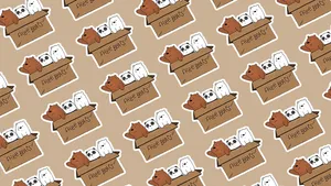 We Bare Bears On Box Pattern Wallpaper