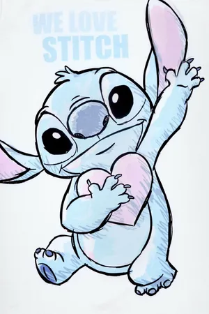 We Love Stitch Heart Hug Illustration Wallpaper