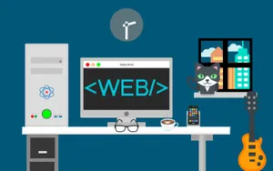 Web Developer Workspace Cartoon Wallpaper