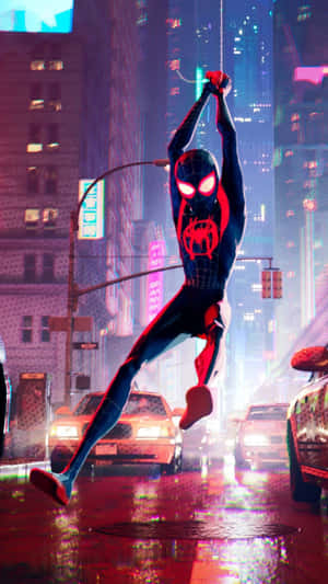 Web-slinging Spider-man In Action Wallpaper