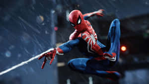 Web-slinging Superhero In Action Wallpaper