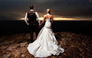 Wedding Couple At Twilight Wallpaper