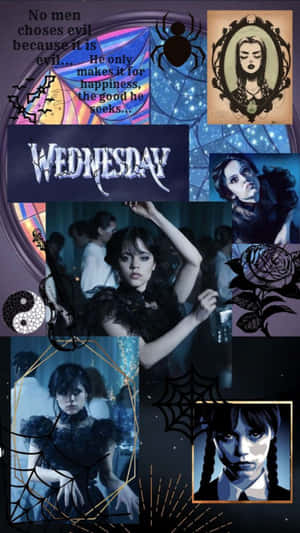 Wednesday Addams Collagei Phone Wallpaper Wallpaper