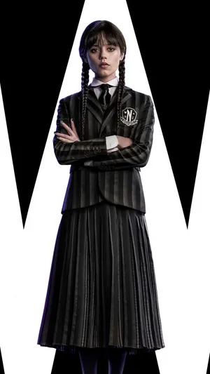 Wednesday Addams Triangle Portrait Wallpaper