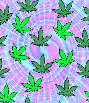 Weed Leaf Pattern In Tie-dye Background Wallpaper