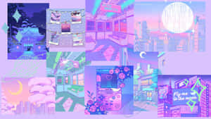 Weirdcore_ Cityscape_ Collage Wallpaper