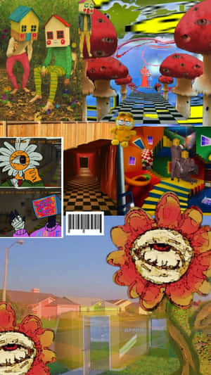 Weirdcore_ Collage_ Dreamscape Wallpaper