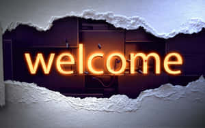 Welcome Neon Sign In A Torn Wall Wallpaper