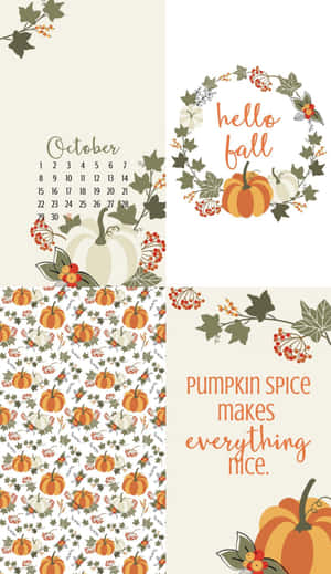 Welcome October With A Trailing Of Pumpkins Wallpaper