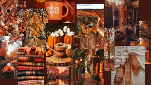 Welcome The Season Of Change With This Beautiful Fall Aesthetic Desktop Wallpaper Perfect For Your Home Or Office. Wallpaper