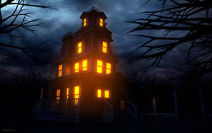 Welcome To The Dark And Mysterious Haunted House On Halloween Night. Wallpaper