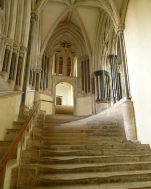 Wells Cathedral Ancient Staircase Wallpaper