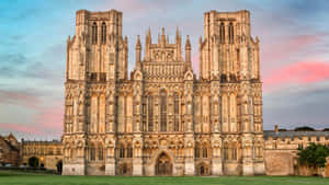 Wells Cathedral Sunset Glow Wallpaper