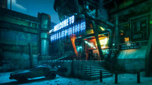 Wellspring Entrance Night Scene Wallpaper