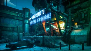 Wellspring Entrance Night Scene Wallpaper