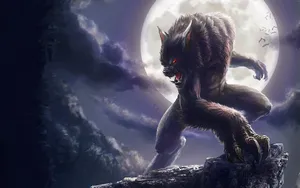 Werewolf Howling At The Rising Moon Wallpaper