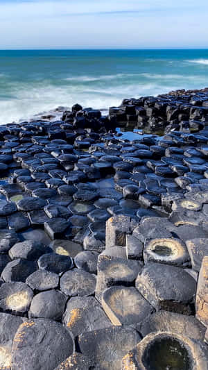 Wet Basalt Rocks Of Northern Ireland Wallpaper