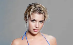 Wet Hair Blue Bikini Portrait Wallpaper