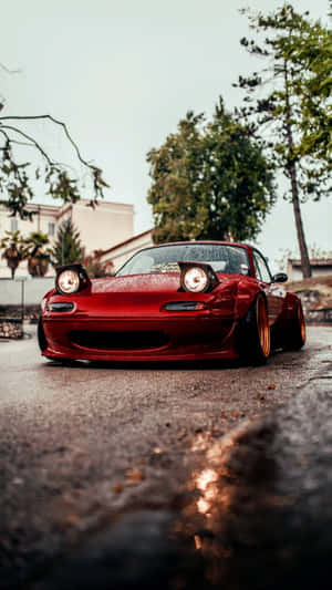 Wet Mazda Mx 5 Miata Red Sports Car Wallpaper