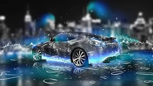 Wet Silver Car On Full Hd Computer Desktop Wallpaper