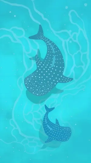 Whale Sharks In Clear Ocean Wallpaper