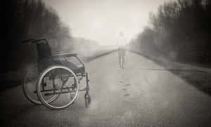 Wheelchair Abandonedon Pathway Wallpaper