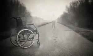 Wheelchair Abandonedon Pathway Wallpaper