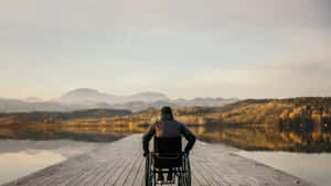 Wheelchair User Contemplating Nature Wallpaper