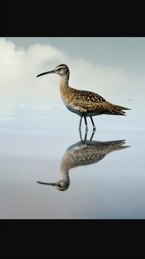 Whimbrel Reflectionin Water Wallpaper