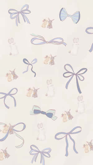Whimsical Bowsand Bunnies Pattern Wallpaper